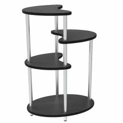 Maocao hoom 23.5 in.W x 36.6 in.H Outdoor Black Wooden Plant Stand(4-tiered)