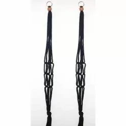Primitive Planters 36 in. Polypropylene Black Macrame Plant Hangers (2-Pack)
