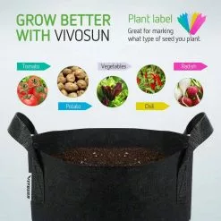 VIVOSUN 25 Gal. Black Non-Woven Aeration Fabric Plant Grow Bags with Handles (5-Pack) -Deals Silky Store black vivosun grow bags x001f1mwgj 1f 1000