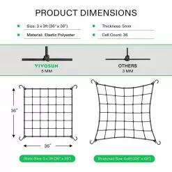 VIVOSUN 3 ft. x 3 ft. Elastic Trellis Netting with Hooks -Deals Silky Store black vivosun tomato cages x001nyh2vx 76 1000