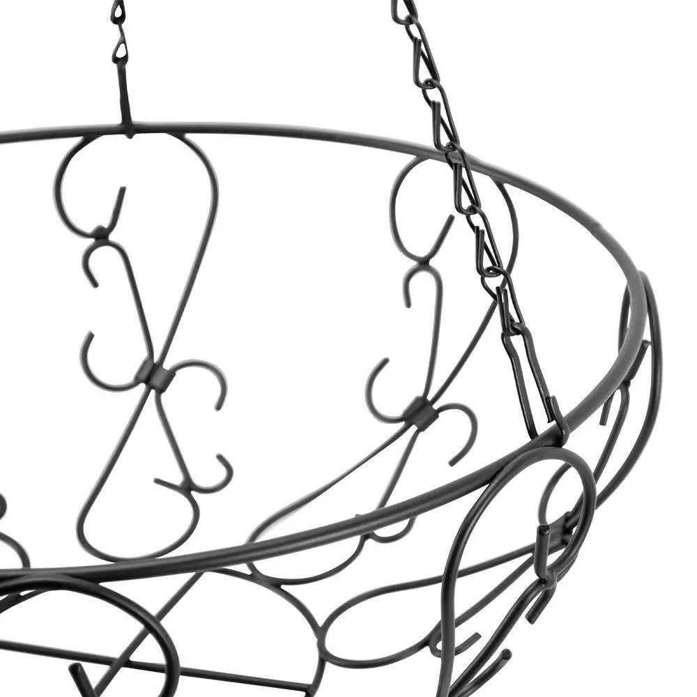 Gilbert & Bennett 14 in. Painted Steel Filigree Hanging Basket with Coco Liner 5 Gilbert & Bennett 14 in. Painted Steel Filigree Hanging Basket with Coco Liner - Image 5