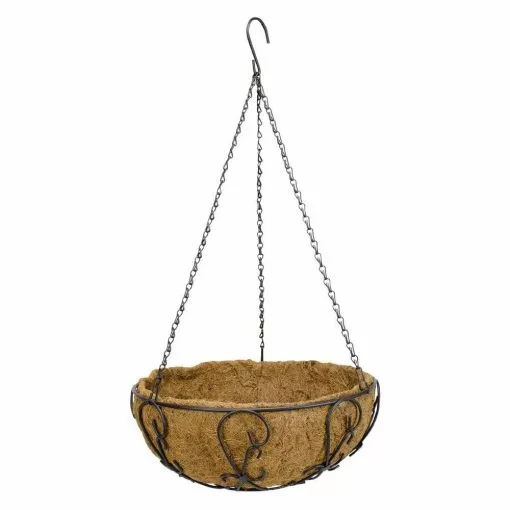 Gilbert & Bennett 14 in. Painted Steel Filigree Hanging Basket with Coco Liner -Deals Silky Store bronze steel gilbert bennett hanging planters hbfg14 64 1000