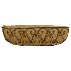 Gilbert & Bennett 24 in. Painted Metal Filigree Trough Planter with Coco Basket