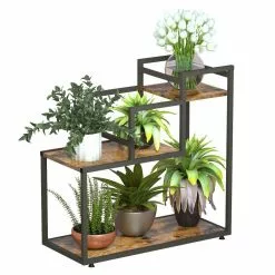 Maocao hoom 13.7 in.W x 30. in.H Outdoor Brown Wooden Plant Stand(3-tiered) -Deals Silky Store brown maocao hoom plant stands dj c 200002 44 1000