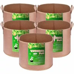 VIVOSUN 1 Gal. Brown Fabric Nonwoven Plant Grow Bags with Handles (5-Pack)