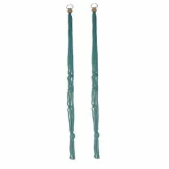 Primitive Planters 30 in. Forest Green Polypropylene Macrame Plant Hangers (2-Pack)