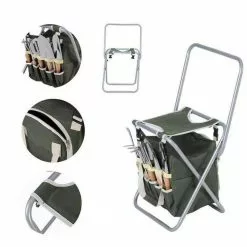 Maocao hoom 9-Piece Garden Tools Set Ergonomic Wooden Handle Sturdy Stool with Detachable Tool Kit -Deals Silky Store green maocao hoom garden tool sets dj c w104147773 44 1000