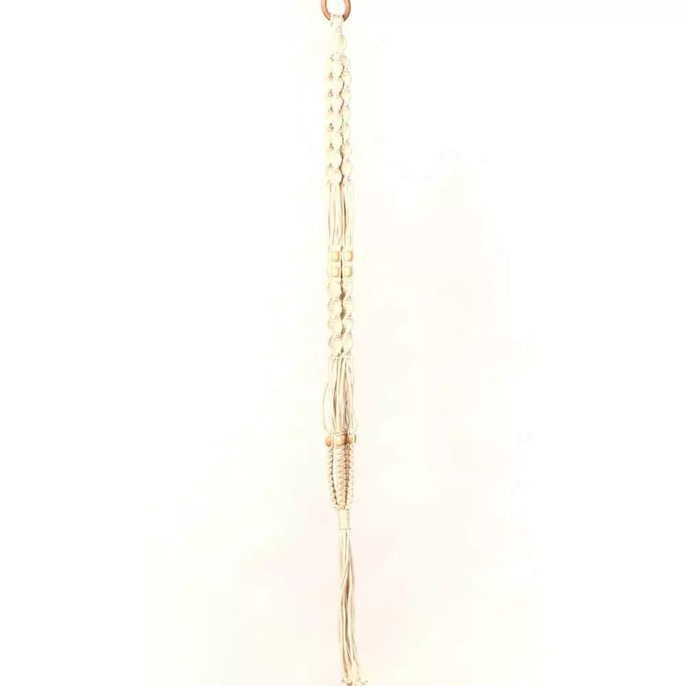 Primitive Planters 42 in. Ivory Woven Cotton Beaded Plant Hanger with Natural Deads 1 Primitive Planters 42 in. Ivory Woven Cotton Beaded Plant Hanger with Natural Deads