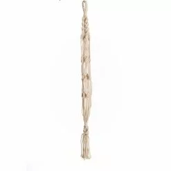 Primitive Planters 42 in. Off White Woven Cotton Woven Knotty Plant Hanger
