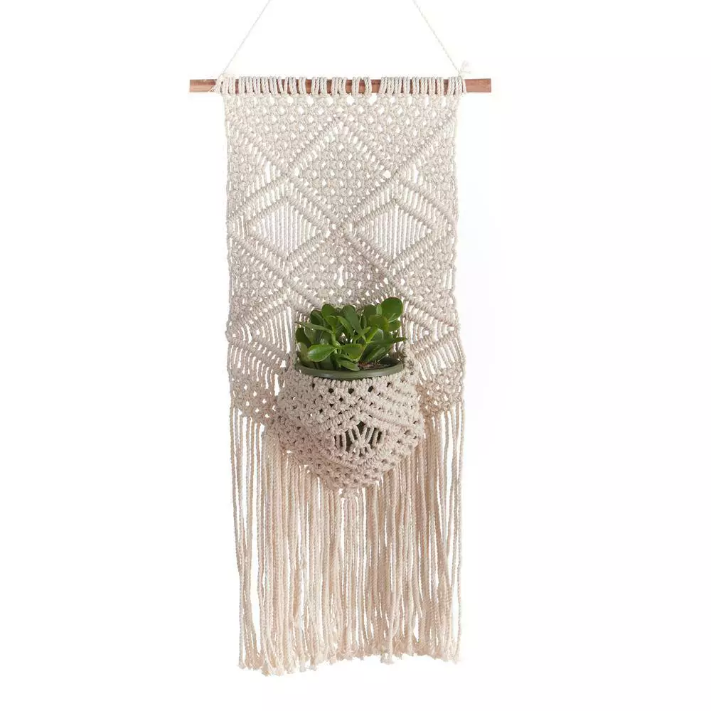 Primitive Planters Woven Cotton Wall and Pot Hanger 2 Primitive Planters Woven Cotton Wall and Pot Hanger - Image 2