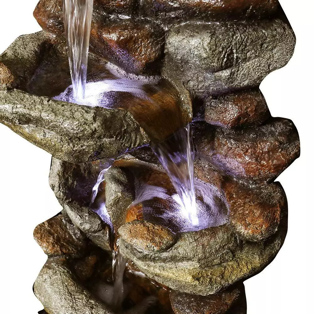 Maocao hoom Outdoor 4-Tier Resin Fountain with LED Light 4 Maocao hoom Outdoor 4-Tier Resin Fountain with LED Light - Image 4
