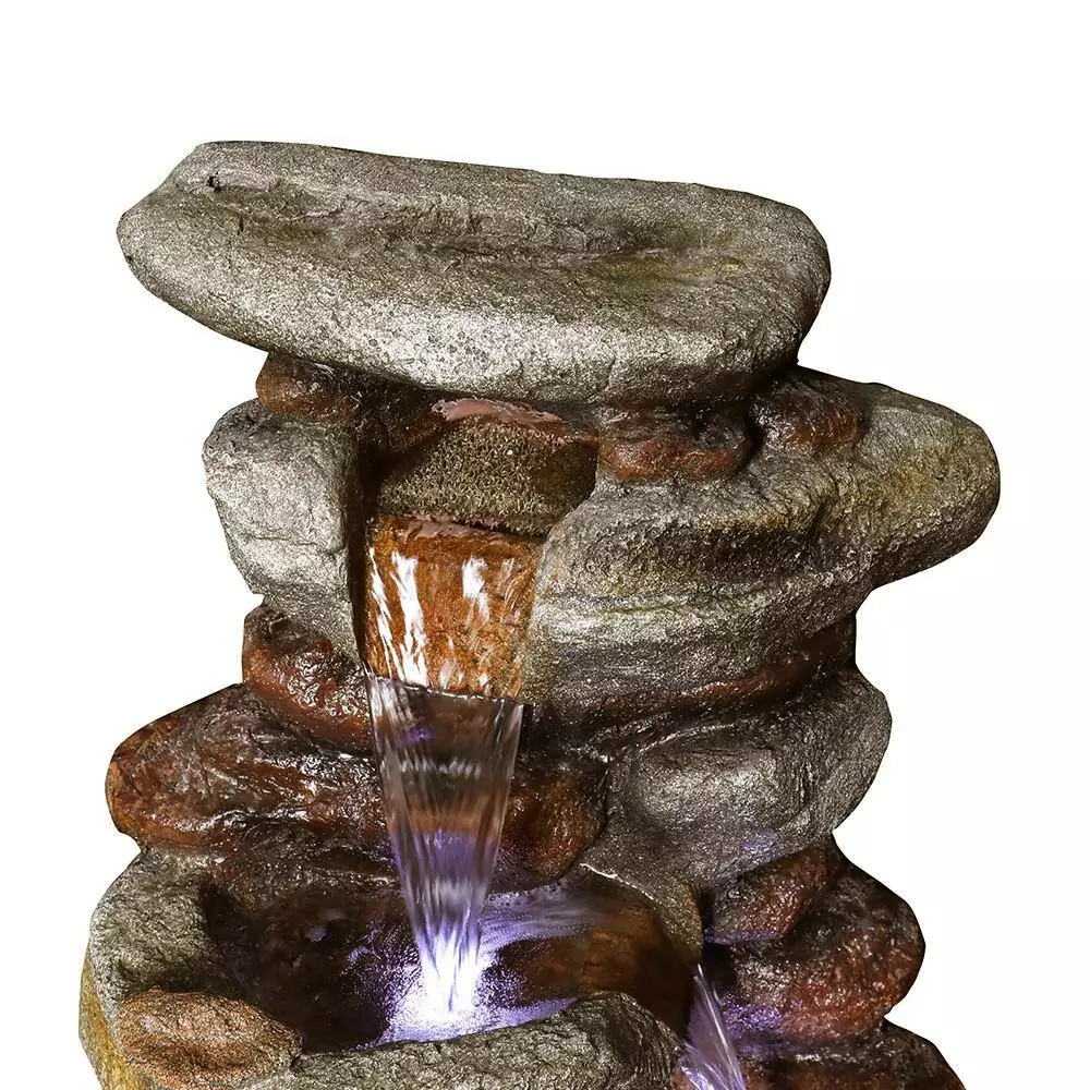 Maocao hoom Outdoor 4-Tier Resin Fountain with LED Light 5 Maocao hoom Outdoor 4-Tier Resin Fountain with LED Light - Image 5