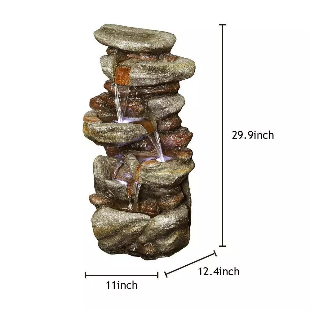 Maocao hoom Outdoor 4-Tier Resin Fountain with LED Light 2 Maocao hoom Outdoor 4-Tier Resin Fountain with LED Light - Image 2