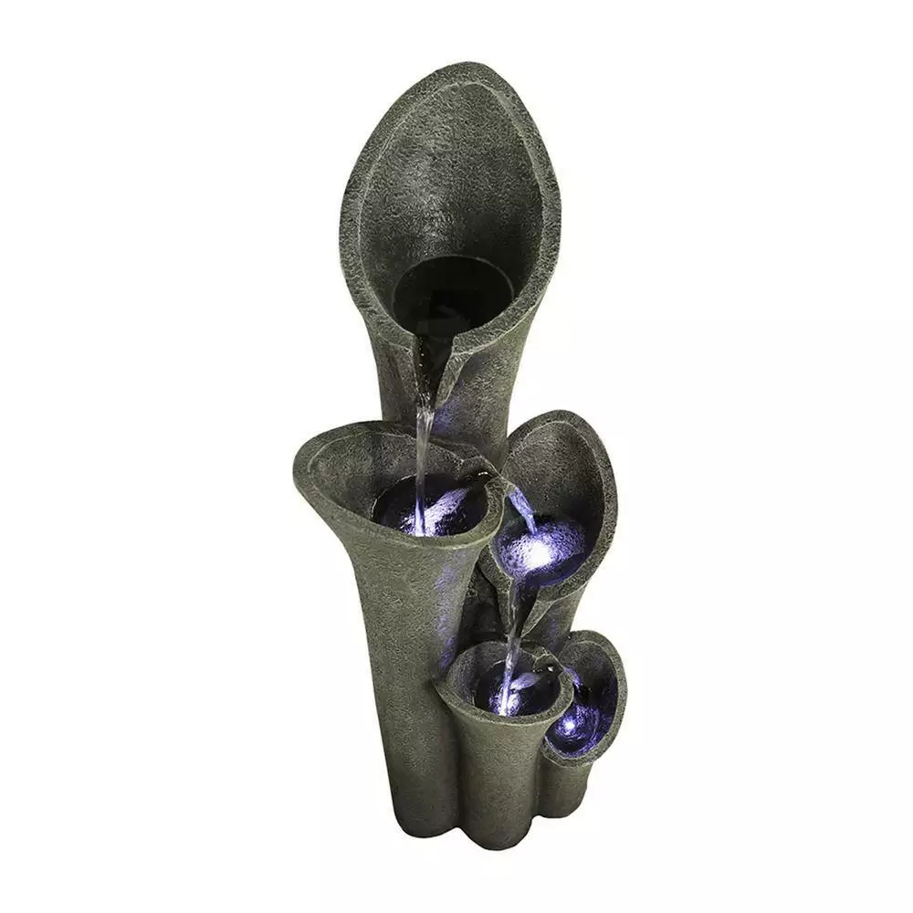 Maocao hoom Outdoor 5-Tier Resin Fountain with LED Light 4 Maocao hoom Outdoor 5-Tier Resin Fountain with LED Light - Image 4