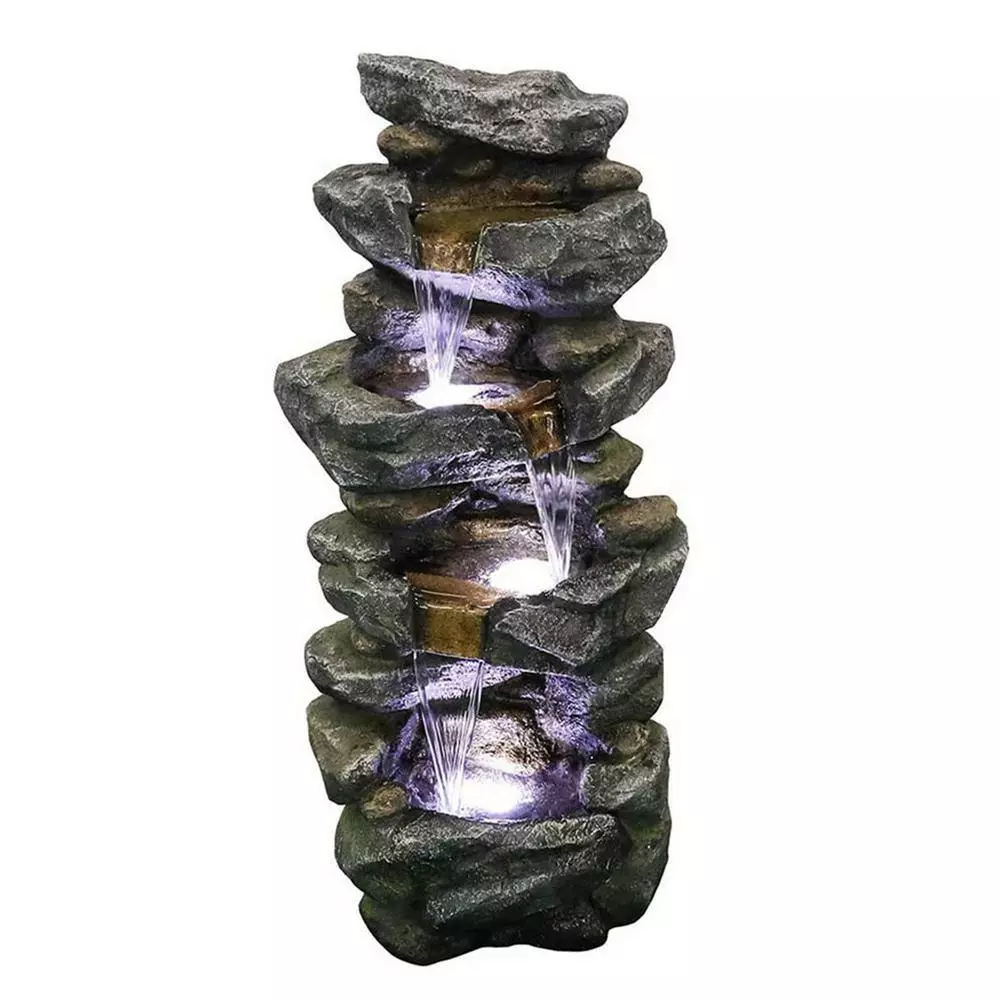 Maocao hoom Outdoor 5-Tier Resin Water Fountain with LED 3 Maocao hoom Outdoor 5-Tier Resin Water Fountain with LED - Image 3