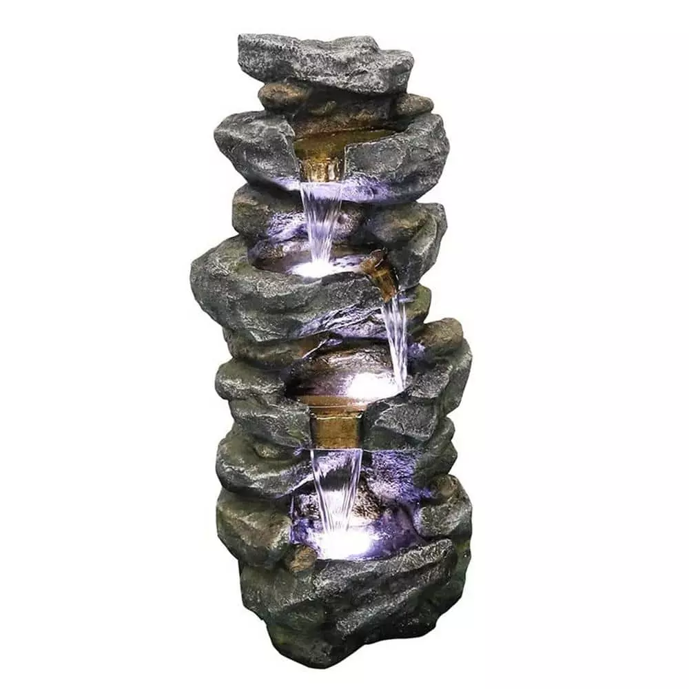 Maocao hoom Outdoor 5-Tier Resin Water Fountain with LED 1 Maocao hoom Outdoor 5-Tier Resin Water Fountain with LED