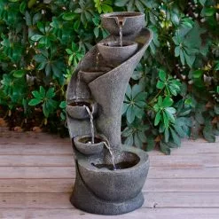 Maocao hoom Outdoor 6-Tier Resin Water Fountain with LED -Deals Silky Store maocao hoom freestanding fountains dj c 3038130 1f 1000