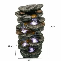 Maocao hoom Outdoor 6-Tier Resin Water Fountain with LED -Deals Silky Store maocao hoom freestanding fountains dj c 3038161 4f 1000