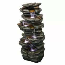 Maocao hoom Outdoor 6-Tier Resin Water Fountain with LED