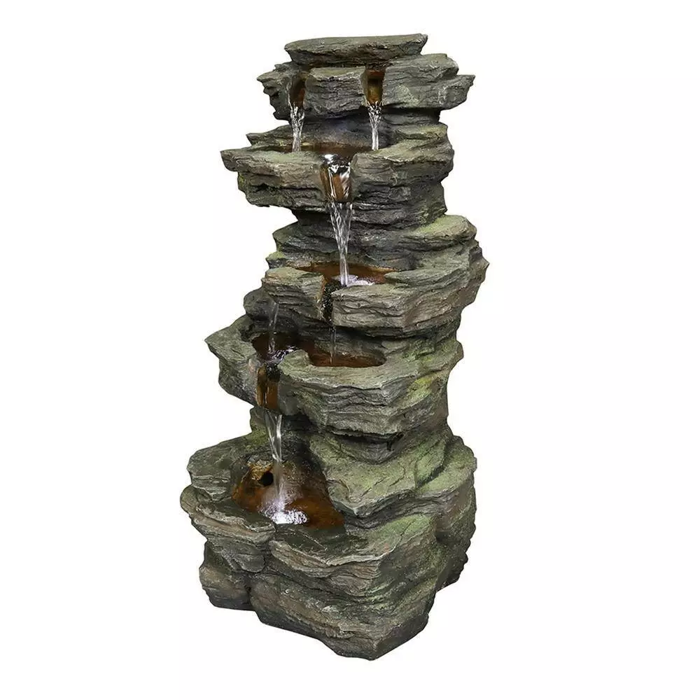 Maocao hoom Outdoor 5-Tier Resin Water Fountain with LED 3 Maocao hoom Outdoor 5-Tier Resin Water Fountain with LED - Image 3