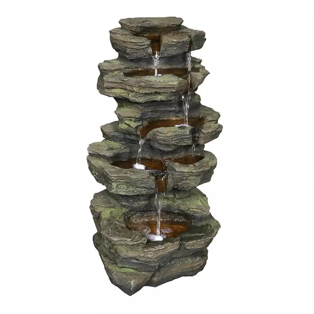 Maocao hoom Outdoor 5-Tier Resin Water Fountain with LED 1 Maocao hoom Outdoor 5-Tier Resin Water Fountain with LED