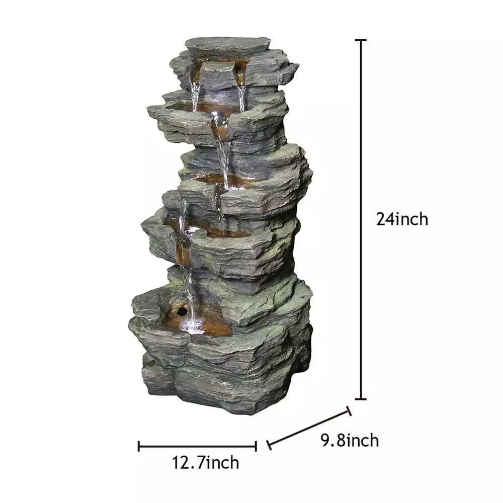 Maocao hoom Outdoor 5-Tier Resin Water Fountain with LED 2 Maocao hoom Outdoor 5-Tier Resin Water Fountain with LED - Image 2