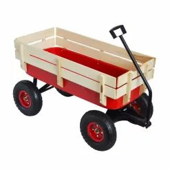 Maocao hoom 3 cu.ft. Steel Air Tires Garden Cart Wood Railing