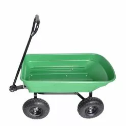 Maocao hoom 3 cu. ft. Steel Garden Cart Folding Wagon Green Color with 10 in. Pneumatic Tires