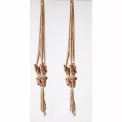 Primitive Planters 36 in. Natural Jute Knotted Rope Plant Hanger (2-Pack)