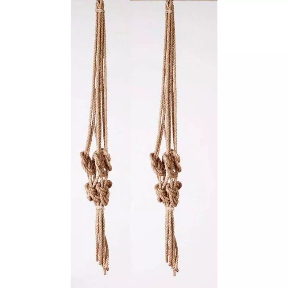 Primitive Planters 36 in. Natural Jute Knotted Rope Plant Hanger (2-Pack) 1 Primitive Planters 36 in. Natural Jute Knotted Rope Plant Hanger (2-Pack)