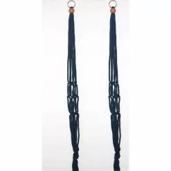 Primitive Planters 36 in. Polypropylene Navy Blue Macrame Plant Hangers (2-Pack)
