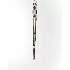 Primitive Planters 48 in. Off White with Black Dip Dye Woven Cotton Macrame Plant Hammock (Natural with Black Dip Dye on Bottom)