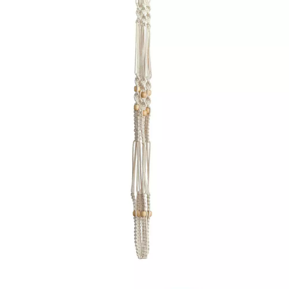 Primitive Planters 42 in. Off White Woven Cotton No Tassel Woven Plant Hanger 4 Primitive Planters 42 in. Off White Woven Cotton No Tassel Woven Plant Hanger - Image 4