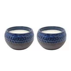 PATIO ESSENTIALS 50 oz. Five Wick Citronella Candle in Ceramic Pot - Blue