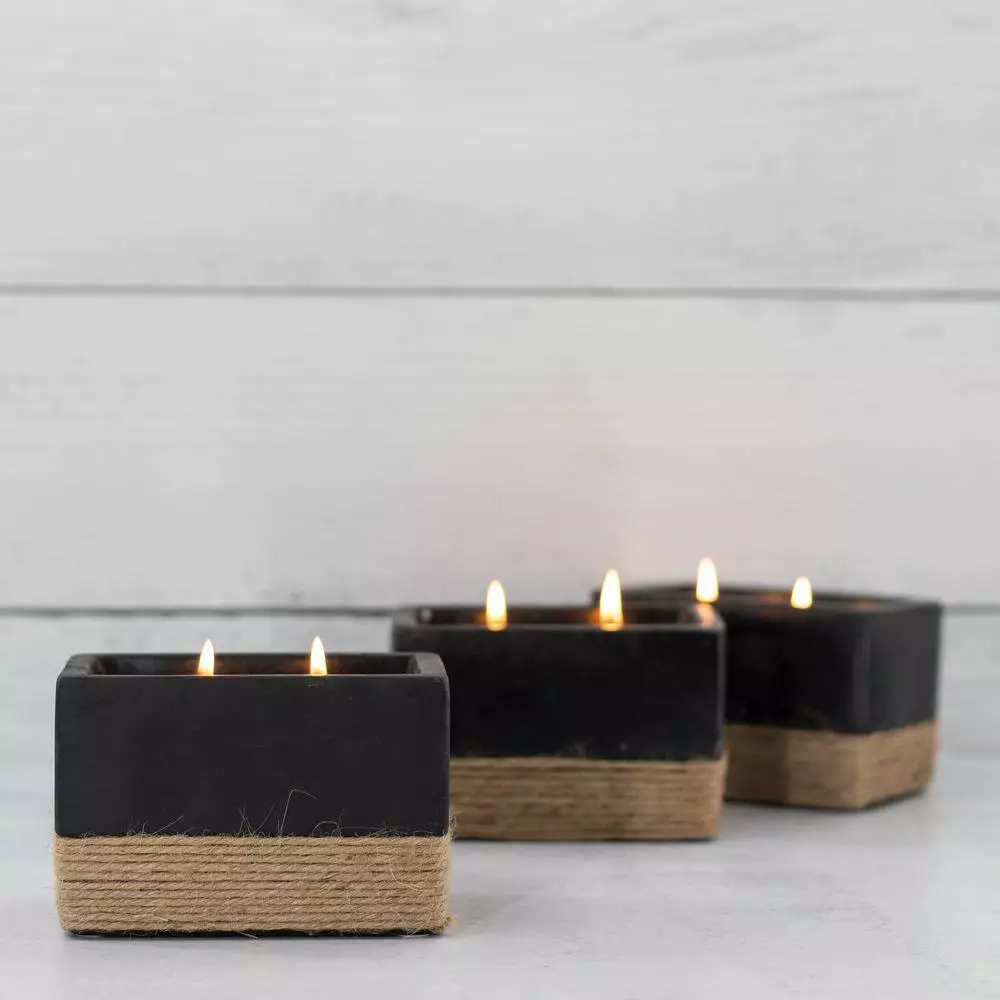 PATIO ESSENTIALS 6 oz. Rectangular Ceramic Citronella Candle with Rope Accent (3-Pack) 3 PATIO ESSENTIALS 6 oz. Rectangular Ceramic Citronella Candle with Rope Accent (3-Pack) - Image 3