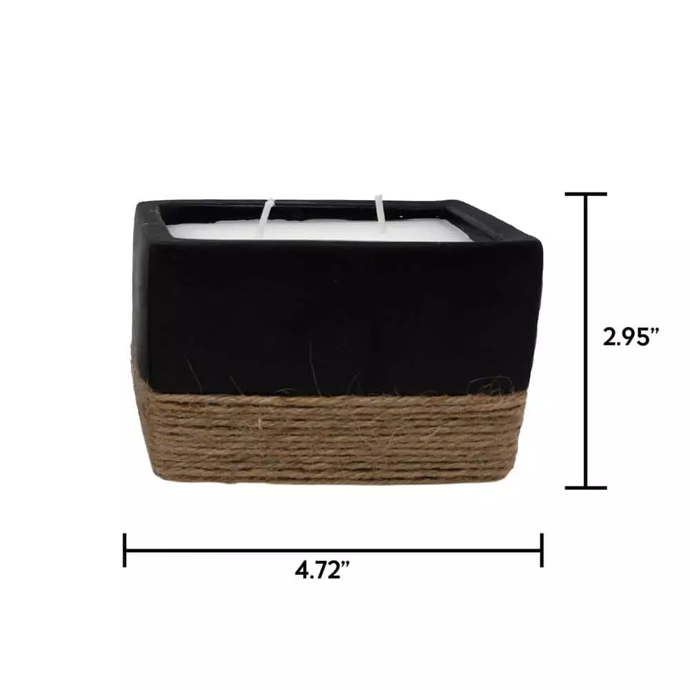 PATIO ESSENTIALS 6 oz. Rectangular Ceramic Citronella Candle with Rope Accent (3-Pack) 2 PATIO ESSENTIALS 6 oz. Rectangular Ceramic Citronella Candle with Rope Accent (3-Pack) - Image 2