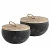 PATIO ESSENTIALS 19 oz. Rustic Ceramic 3 Wick Citronella Candle with Wooden Lid (2-Pack)