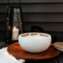 PATIO ESSENTIALS 19 oz. Rustic Ceramic 3 Wick Citronella Candle with Wooden Lid (2-Pack) -Deals Silky Store patio essentials citronella candles 202076ce spk 1f 1000