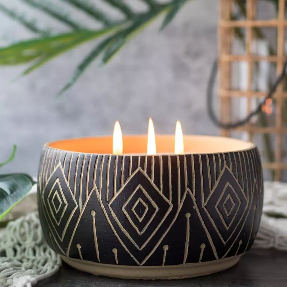 PATIO ESSENTIALS 25 oz. Aztec-Inspired 3 Wick Citronella Candle 5 PATIO ESSENTIALS 25 oz. Aztec-Inspired 3 Wick Citronella Candle - Image 5