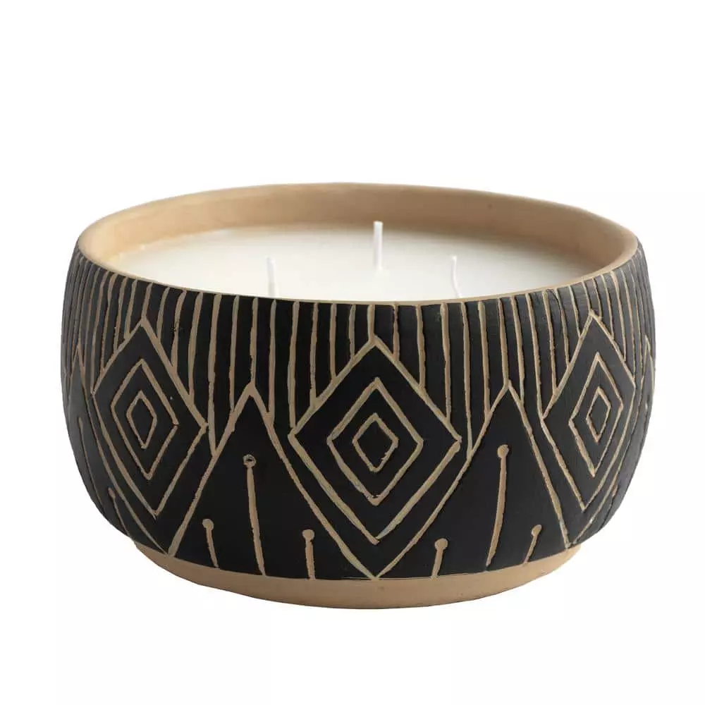 PATIO ESSENTIALS 25 oz. Aztec-Inspired 3 Wick Citronella Candle 1 PATIO ESSENTIALS 25 oz. Aztec-Inspired 3 Wick Citronella Candle