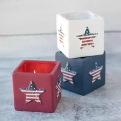 PATIO ESSENTIALS 8 oz. sq. Cement Patriotic Star Citro Candle -Deals Silky Store patio essentials citronella candles 20780p spk 1f 1000