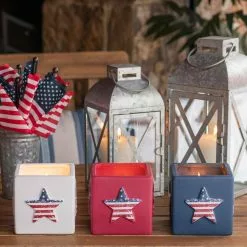 PATIO ESSENTIALS 8 oz. sq. Cement Patriotic Star Citro Candle -Deals Silky Store patio essentials citronella candles 20780p spk 4f 1000
