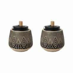 PATIO ESSENTIALS Aztec Black Tabletop Torch (2-Pack)