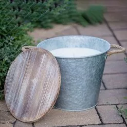 PATIO ESSENTIALS 132 oz. Citronella Galvanized Bucket Candle -Deals Silky Store patio essentials citronella candles 21309g spk 4f 1000