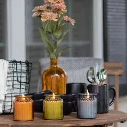 PATIO ESSENTIALS 7.5 oz. Glass Farmhouse Citronella Candle with Wooden Lid (3-Pack) -Deals Silky Store patio essentials citronella candles 220166 spk 1f 1000