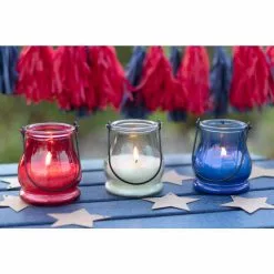 PATIO ESSENTIALS 5 oz. Patriotic Glass Lantern Set (3-Pack) -Deals Silky Store patio essentials citronella candles 22248us 3 1f 1000