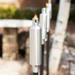 PATIO ESSENTIALS 60 in. Stainless Cylinder Torch (4-Pack) -Deals Silky Store patio essentials citronella candles 31084bk 4f 1000