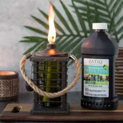 PATIO ESSENTIALS Gray Caged Tabletop Torch (2-Pack) -Deals Silky Store patio essentials citronella candles torches 31209 gray bk 4f 1000