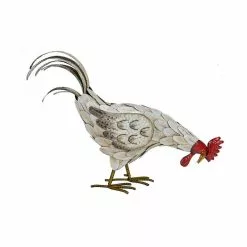 Seasonal Abode Inc Nazzilyn White/Red Iron Pecking Rooster
