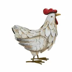 Seasonal Abode Inc Valence White/Red Iron Hen